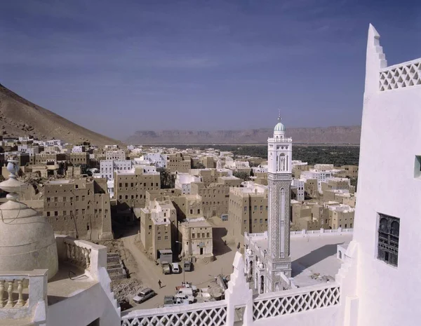 Pohled Střechy Sayun Hadramaut Jemen Asie — Stock fotografie