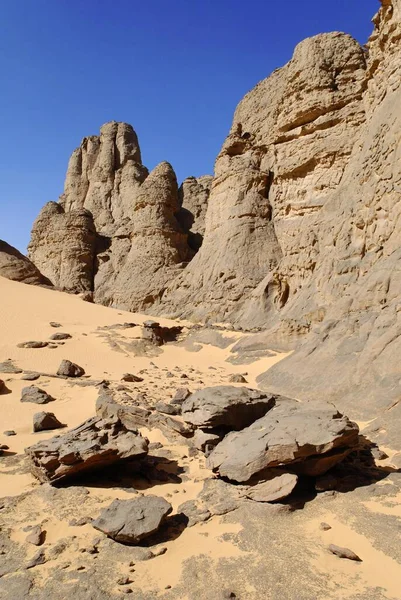 Rock Formation Ghessour Tassili Hoggar Wilaya Tamanrasset Algeria Sahara Africa — ストック写真