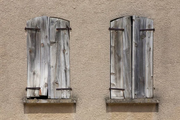 Closed Wooden Shutters Window — Zdjęcie stockowe