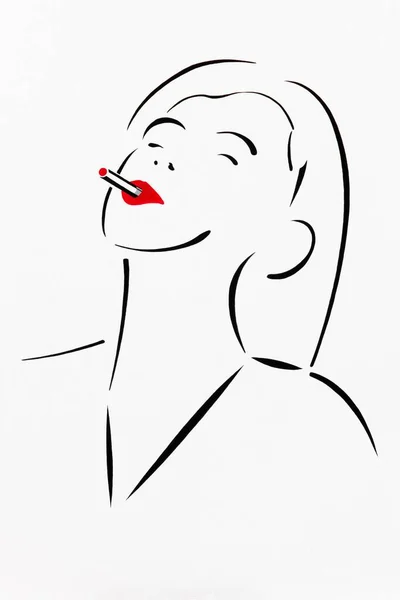 Woman Enjoying Cigarette Drawing Artist Gerhard Kraus Kriftel — Stock Photo, Image