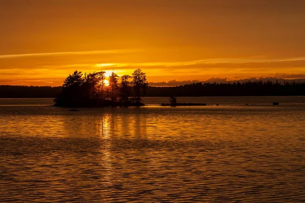 Сансет Вечірній Настрій Озеро Рассен Смоленд Швеція Європа — стокове фото
