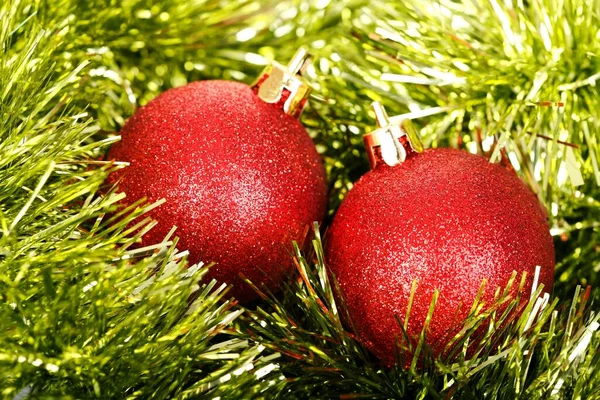 Bolas Árvore Natal Vermelho Decoração Natal — Fotografia de Stock