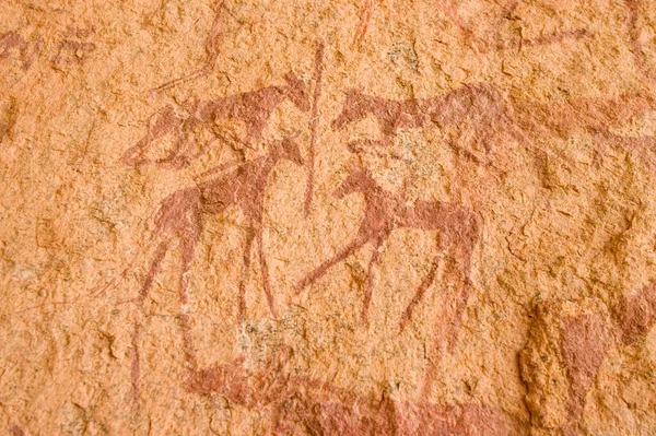 Pittura Rupestre Preistorica Jebel Uweinat Jabal Awaynat Libia Africa — Foto Stock