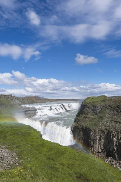 Gullfoss Waterfall Rainbow Hvita River Iceland Europe — Zdjęcie stockowe