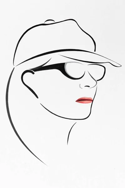 Portrait Young Woman Wearing Sunglasses Drawing Artist Gerhard Kraus Kriftel — ストック写真