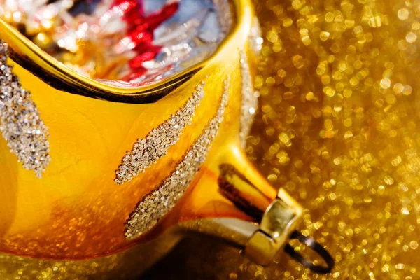 Yellow Christmas Ball Ornament — Stock Photo, Image