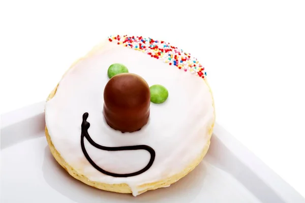 Cookie Amerikaner Smiley White Background — Stok fotoğraf