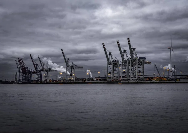 Loading Cranes Port Hamburg Container Port Elbe Hamburg Germany Europe — Φωτογραφία Αρχείου