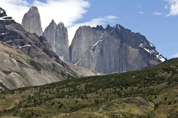 Vue Sur Les Sommets Escarpés Des Montagnes Granit Torres Del — Photo