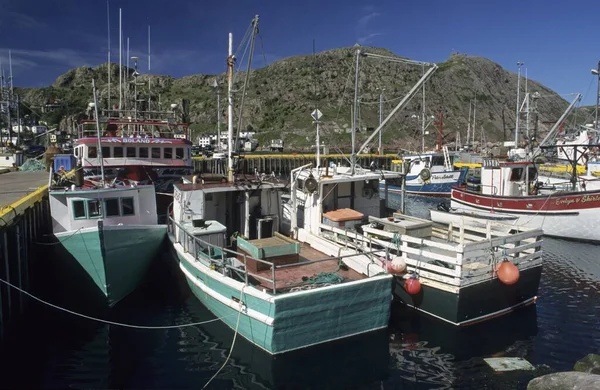 Houses Fishing Boats Harbor Johns Newfoundland Can — Stockfoto