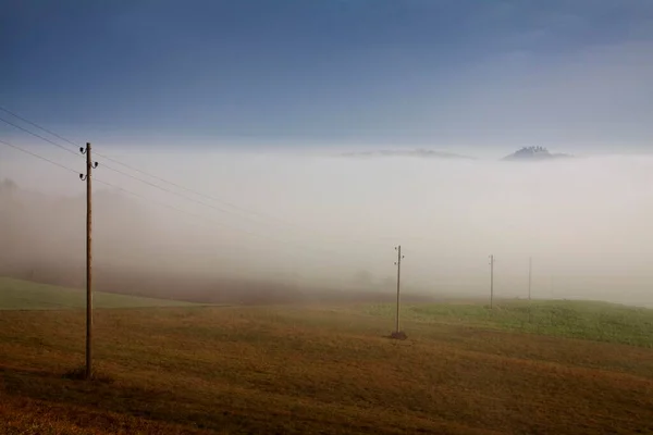 Foggy Atmosphere Right Maegdeberg Protrudes Sea Fog Hegau Area Landkreis — 图库照片