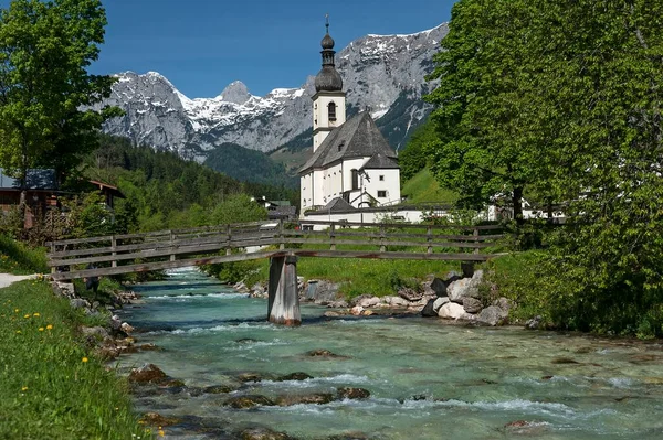 Parish Church Sebastian Ramsauer Ache Back Reiteralpe Ramsau Berchtesgadener Land — Φωτογραφία Αρχείου