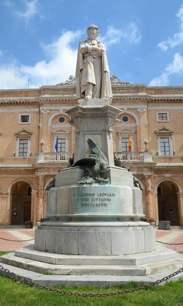 Statue Count Giacomo Leopardi Italian Poet Essayist Philologist Square His — ストック写真