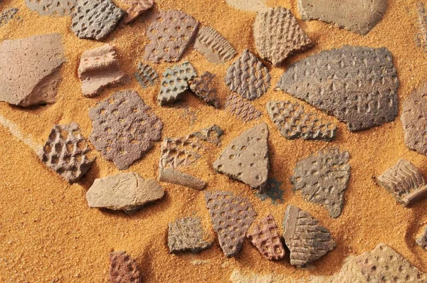 Pieces Historic Pottery Tadrart Tassili Ajjer National Park Unesco World — Fotografia de Stock