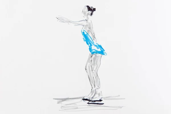 Drawing Figure Skating Artist Gerhard Kraus Kriftel — ストック写真