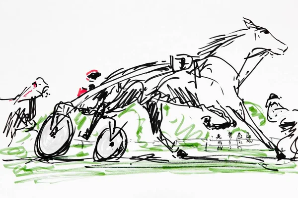 Trotting Race Drawing Artist Gerhard Kraus Kriftel —  Fotos de Stock
