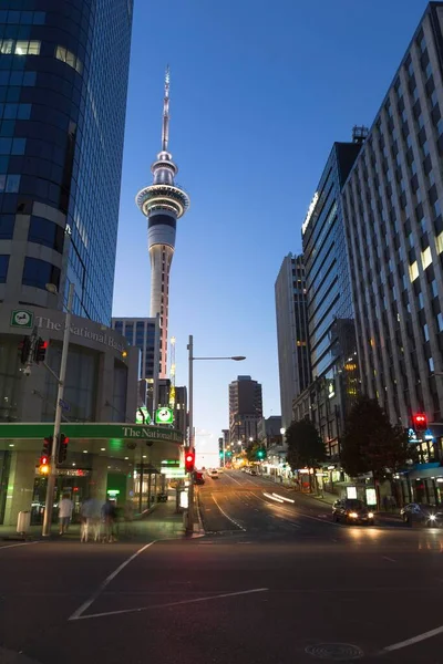 Victoria Street West Skytower Skyscrapers Night Auckland Auckland Region New — Φωτογραφία Αρχείου