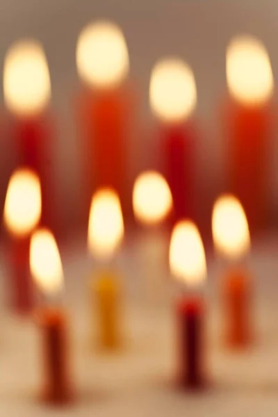 Burning Coloured Candles Close View — Foto de Stock