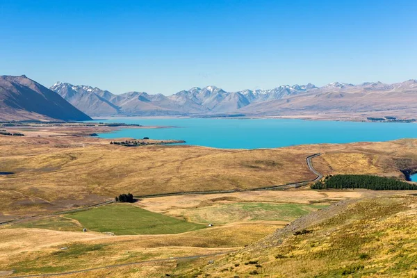 Tekapo Gölü Tekapo Gölü Tekapo Gölü Sibbald Sıradağları Tekapo Gölü — Stok fotoğraf