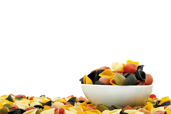Coloured Conchiglie Rigata Pasta Bowl — Stock Photo, Image
