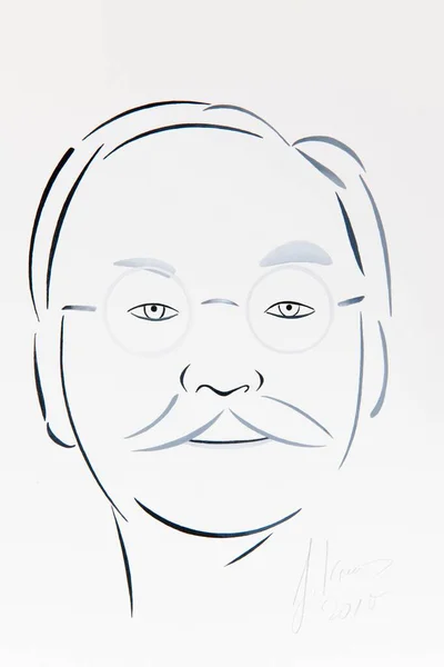 Face Portrait Man Glasses Drawing Gerhard Kraus Kriftel Germany Europe — Φωτογραφία Αρχείου