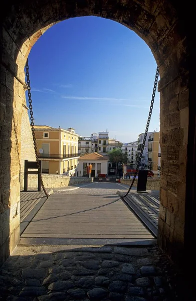 Brama Miejska Portal Ses Taules Dalt Vila Ibiza — Zdjęcie stockowe
