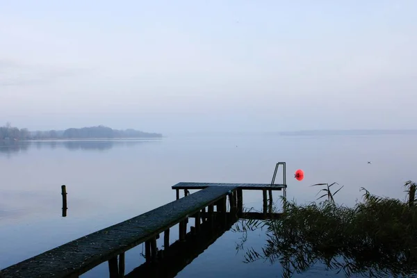 Jetty Schaalsee Lake Zarrentin Mecklenburg Western Pomerania Germany Europe — Stok fotoğraf
