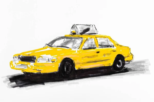 New York Yellow Cab Drawing Artist Gerhard Kraus Kriftel — стоковое фото