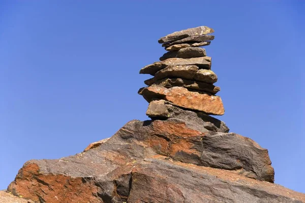 Stone Man Track Marker Stubai Valley Tyrol Austria Europe — Stock Fotó