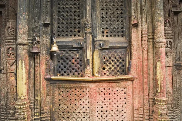 Historic Wooden Door Old Town Kathmandu Nepal Asia — Foto de Stock