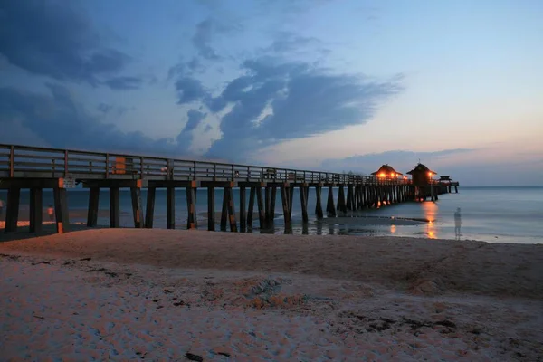 Zachód Słońca Molo Neapolu Floryda Usa Ameryka Północna — Zdjęcie stockowe