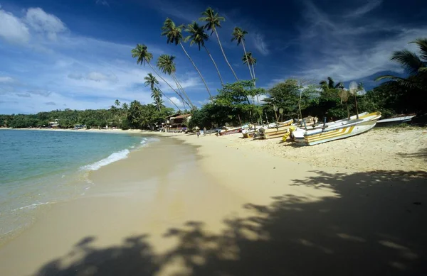 Boats Beach Unawatuna Sri Lanka Asia — Stock fotografie
