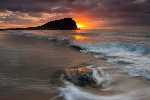 Playa Tejita Tejita Beach Sunrise Cloudy Sky Canary Islands Tenerife — Stockfoto