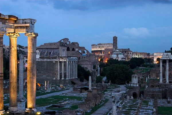 Gece Çekimi Foro Romano Roma Talya Avrupa — Stok fotoğraf