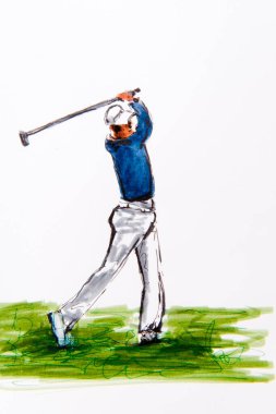 Golfer at the tee, drawing by the artist Gerhard Kraus, Kriftel, illustration clipart