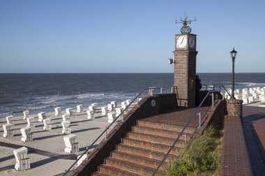 Clock tower, beach promenade, Wangerooge, East Frisian Island, East Frisia, Lower Saxony, Germany, Europe clipart