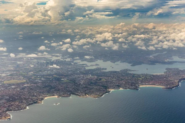 Вид Воздуха Сидней Тасманским Морем Порт Джексон Река Парраматта Сидней — стоковое фото