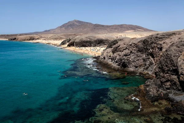 Papagayo Beaches Playas Papagayo Hacha Grande Back Lanzarote Canary Islands — Stockfoto