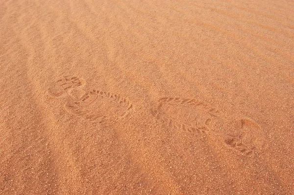 Two Footprints Sand — Foto de Stock