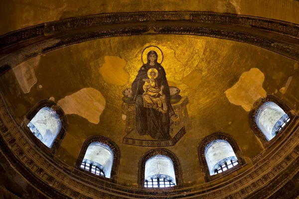 Virgin Mary Christ Child Apsis Mosaic Hagia Sophia Istanbul Turkey — Fotografia de Stock