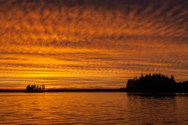 Sunset Evening Mood Cloud Formation Lake Rusken Smaland Sweden Europe — Stockfoto