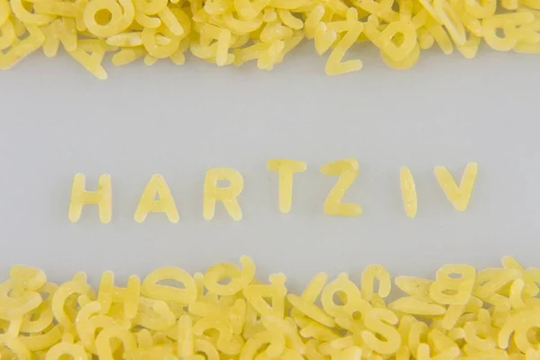 Hartz Written Noodle Letters Pasta Alphabet — Stock Photo, Image
