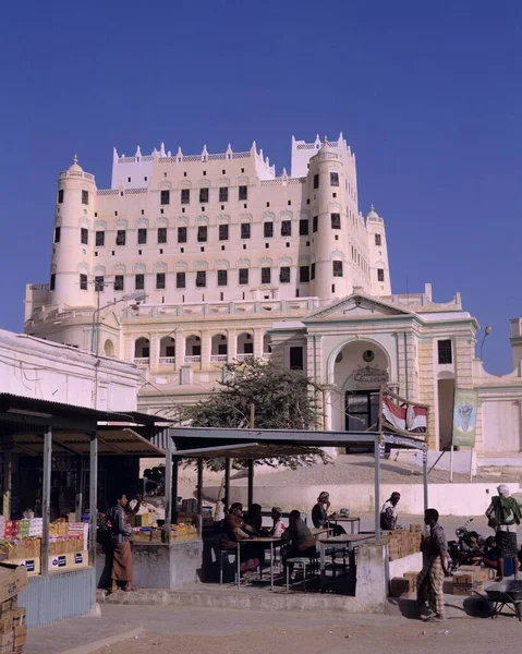Teahouse Shop Front Sultan Palace Sayun Seyun Seijun Hadramaut Yemen — Stok fotoğraf
