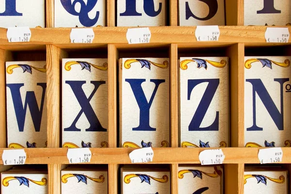 Ceramic Tiles Letters Close View — Stock Photo, Image
