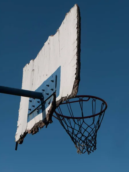 Weathered Basketball Hoop Blue Sky Germany Europe — Stock Photo, Image