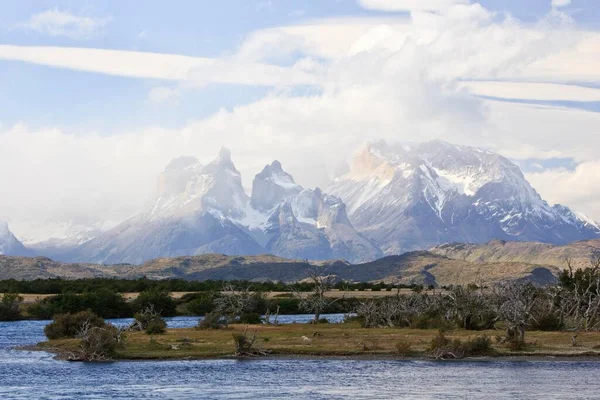 View Cuernos Del Paine Granite Mountains Torres Del Paine National —  Fotos de Stock