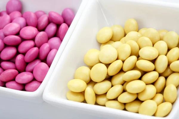 Coloured Chocolate Drops White Bowl — Fotografia de Stock