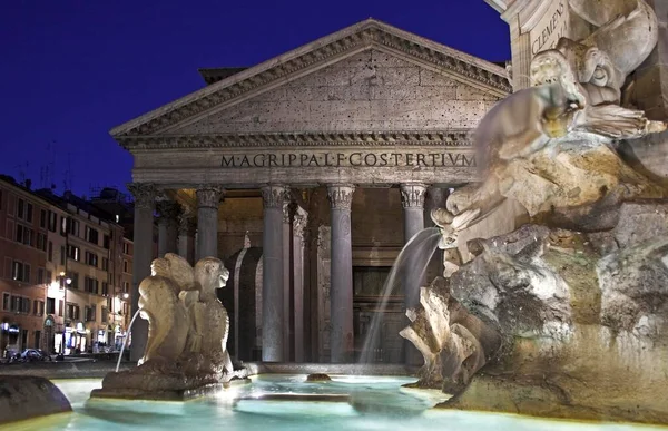Noční Panteon Řím Itálie Evropa — Stock fotografie