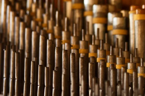 Church Organ Flue Pipes — 图库照片