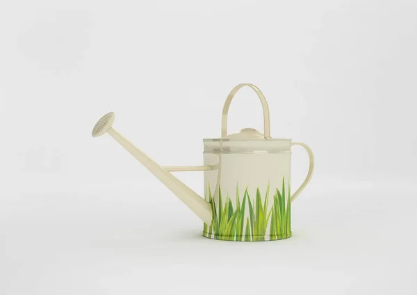 Watering Can Painted Blades Grass Illustration Visualisation — Fotografia de Stock